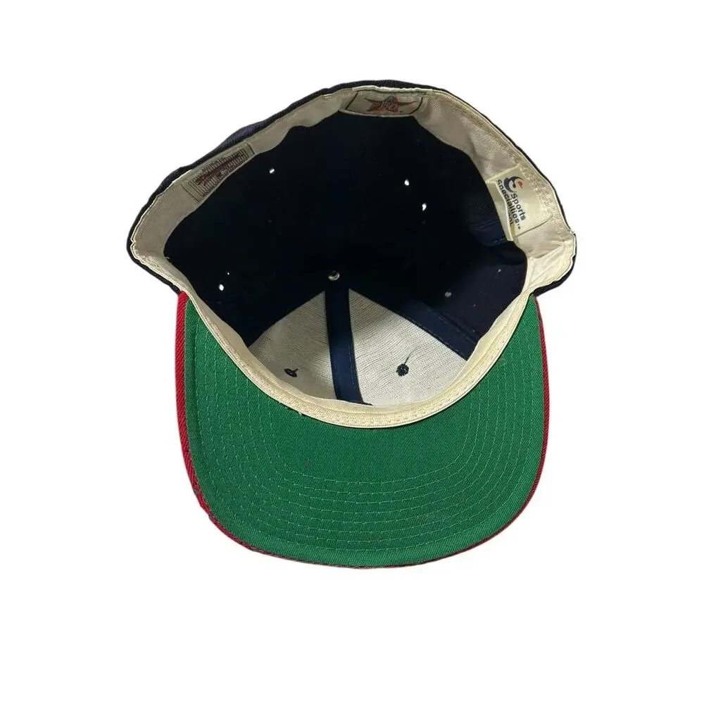 Vtg Atlanta Braves Sports Specialties Hat Blue Script Logo Fitted 7 1/4 Distress